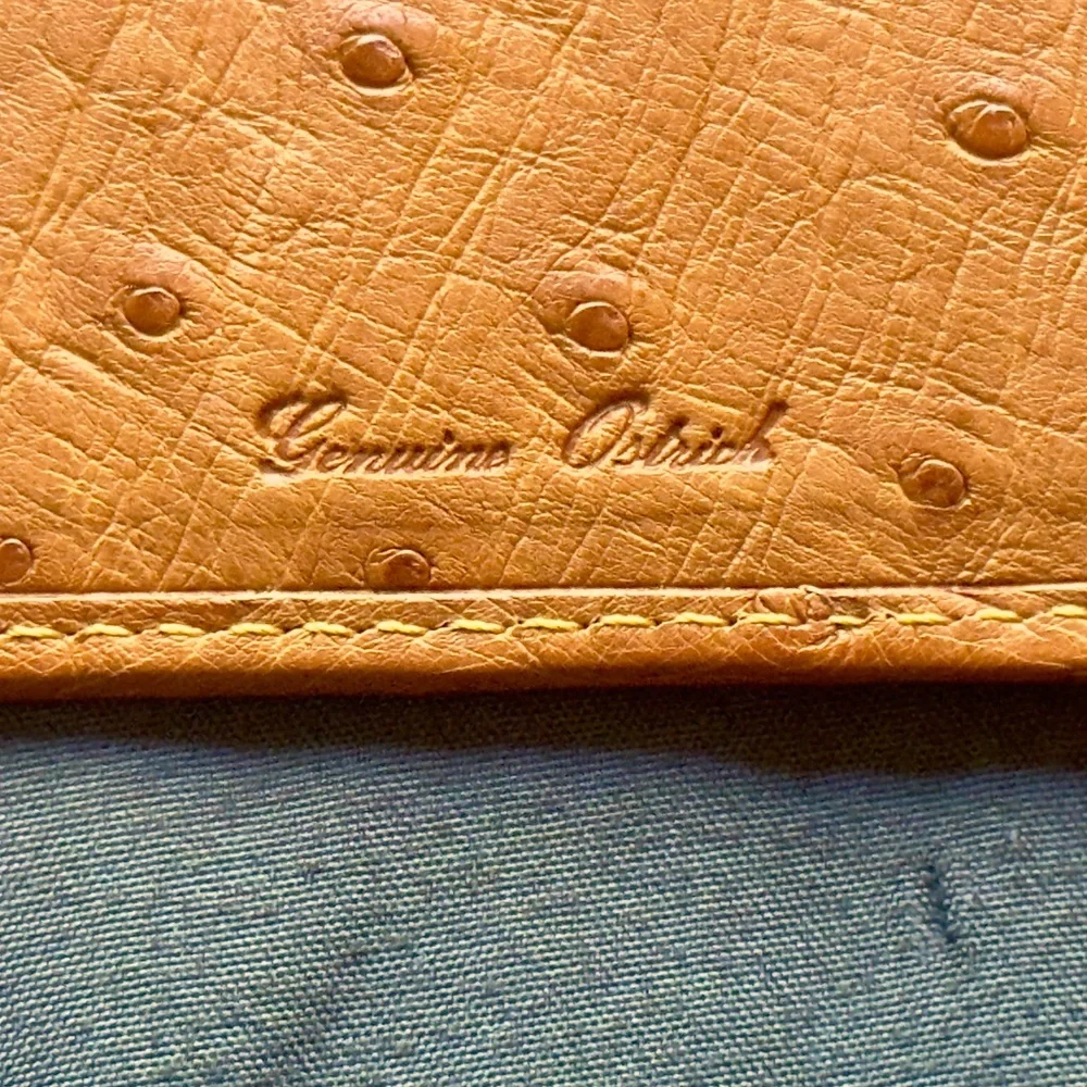 NWT Genuine Ostrich Leather Flat Fold Wallet and Magnetic Money Clip